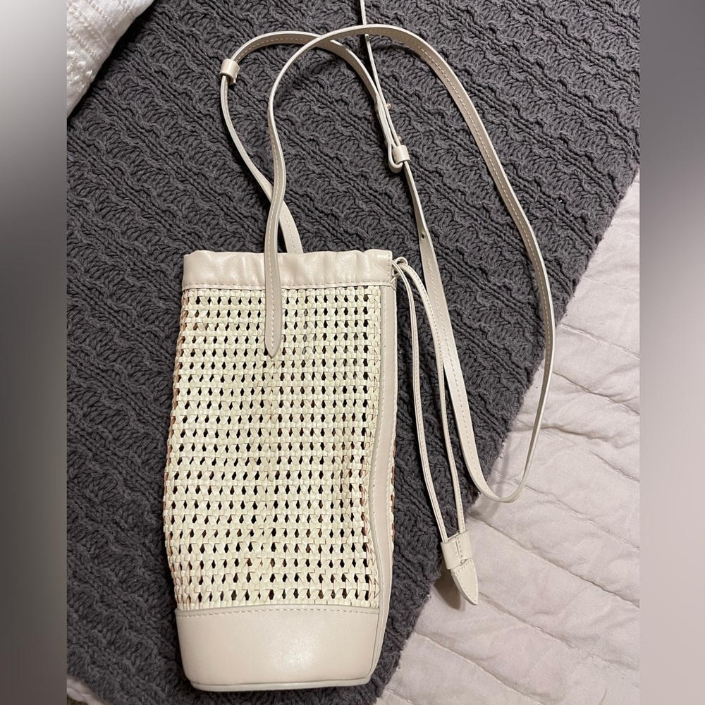 Vince off white leather bucket crossbody